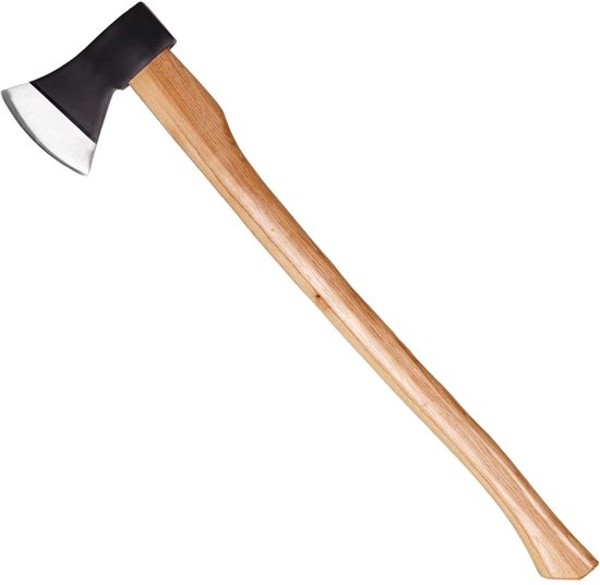 Famanu – Lengte 83 cm - universele bijl voor het bewerken van hout - kloofbijl met gelakt houten handvat voor tuin en bos