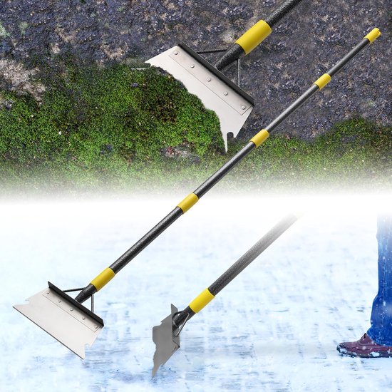 Famanu – Reinigingsschep met een steel van 200 cm, multifunctionele onkruidverwijderaar en schraper, perfect voor het wieden, krabben en verwijderen van mos en ijs