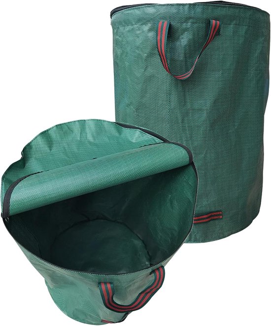 Famanu – Tuinafvalzakken met Deksel en Ritssluiting - 120 liter – Waterdichte en Opvouwbare Gartenzakken voor Bladeren - gras en Snoeiafval – Herbruikbare Laubzakken,tuinzakken met 4 Stevige Handvatten van Famanu