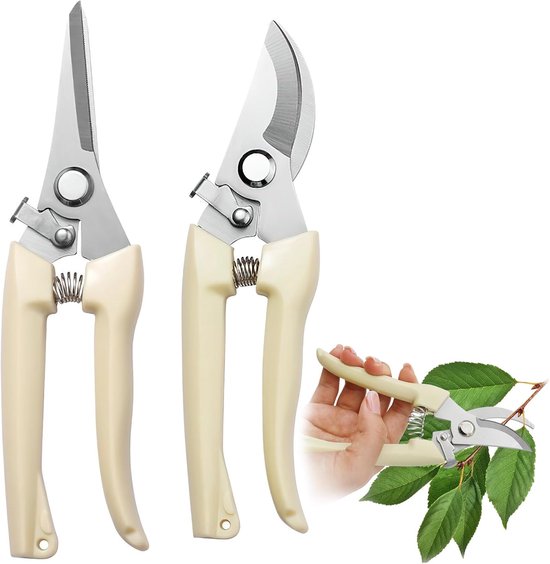 Famanu Tuinwerkschaar, snoeischaar, set van 2 stuks, mini-plantenschaar, rozenschaar, bloemenschaar voor snijbloemen, Gardena, tuinschaarset, takkenschaar, oogstschaar Gardena van Merkloos	