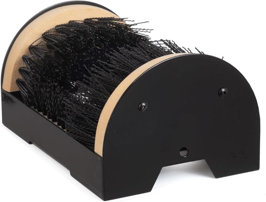 Famanu – Voetschraper - schoenborstel - schoenveger - schoenenveger - campingbenodigdheden - hout - natuurlijke laarsborstel - laarsrooster - rondom borstel - bruin/zwart - 240 x 170 x 100 mm van Merkloos	