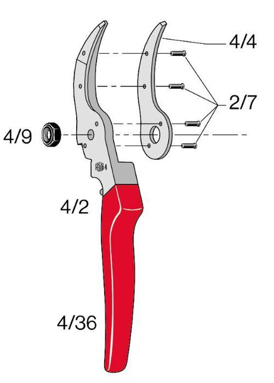 Felco vervangend onderdeel tegen mes 4/4 + 4x 2/7 - Reparatieset tuinschaar 4 van Felco