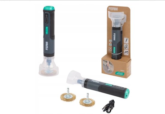 FERM Elektrische Onkruidborstel 4V (WB506DC) — USB‑C, 2 staalborstels, accu 1,5 Ah van Merkloos	
