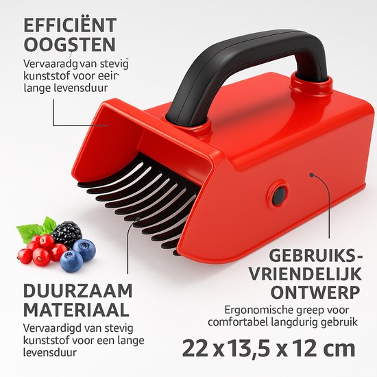 Ferrarium bessenplukker met kunststof kam – Voor Blauwe Bessen, Bramen & Rood Fruit – Handige Fruitplukker 22x13,5x12 cm – Ideaal voor Oogst & Tuin van Ferrarium