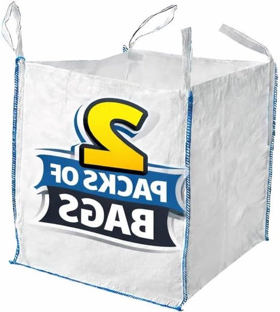 FIBC bulkzak - Big bag tuinafval - Afval transporteren - Zwaar werk - 85 x 85 x 85 cm - Wit