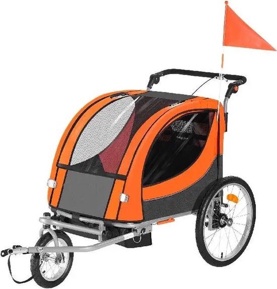 Fiets Aanhanger - Fietskar Voor Kinderen - Dubbele Zitting - Kinderfietskar - Opvouwbare Kinderfietskar - voor Peuters en Kleuters - Drager om te Bouwen Tot Kinderwagen van Artopex