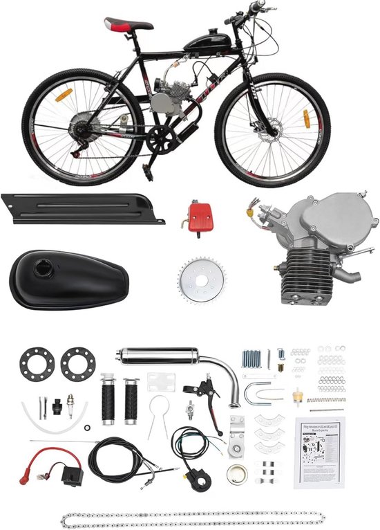 Fietsmotorset 100 cc voor Fiets - 2-taktmotor - 44 Tanden - Capaciteit 2 Liter - Draagvermogen 200 kg
