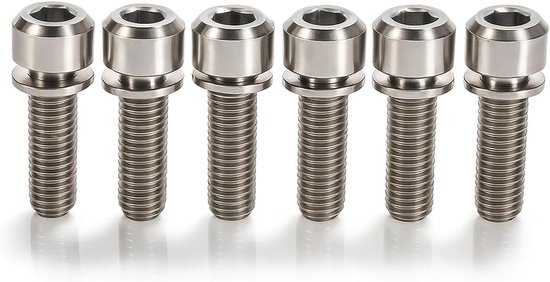 Fietsstuurbouten met ringen - 6 stuks mountainbike-bouten voor racefiets - M5 x 18 mm - titaniumlegering TC4 van Merkloos	