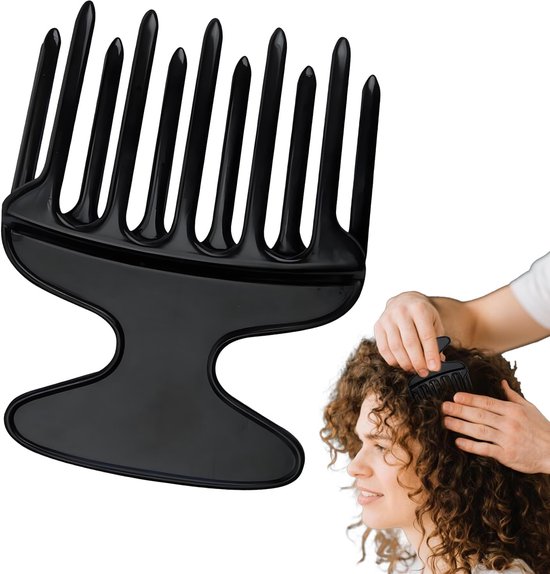 Finger Styler Afro Comb - Coarse Natural Curls - Afro Hair Comb - Lure Comb - Afro Pick - Finger Styler Comb voor Curls - Hair Salon - Thuis - Zwart van Lure