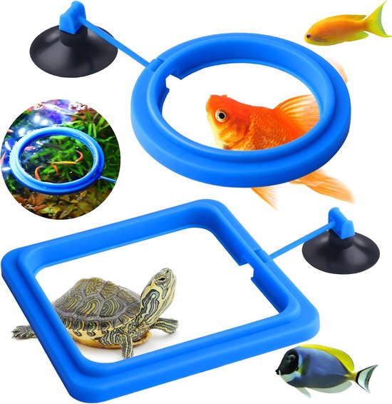 Fish Feeder Ring - 2pcs Aquarium Fish Feeder - Circle Tank Accessories voor Guppy - Betta - Goldfish - Turtle (Blauw) van Merkloos	