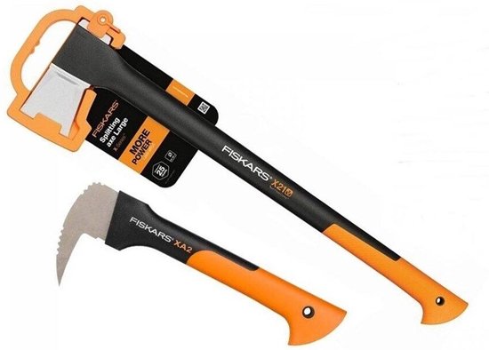 Fiskars X21 Bijl Met XA2 Pikhaak Set - Houtbijl - 2 in 1 - Handsappie - WoodXpert van Fiskars