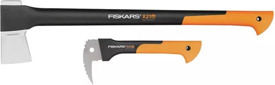 Fiskars X21 Bijl Met XA2 Pikhaak Set - Houtbijl - 2 in 1 - Handsappie - WoodXpert