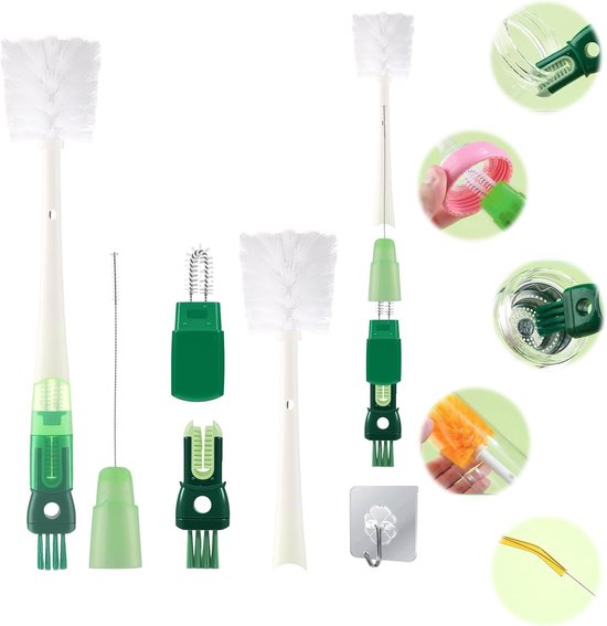 flessenreiniger, borstel, rietje, reinigingsborstel, flessenborstel, borstels voor flessendeksel, voor babyflessen, rietjes, decanters, waterglazen, wijnglazen