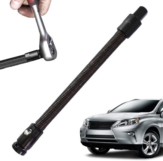 Flexibele asverlengstang - Verlengstuk Ratel - Krappe Ruimtes Bereiken - Veerondersteunde Flexibiliteit - 1/2 Inch - Metaal