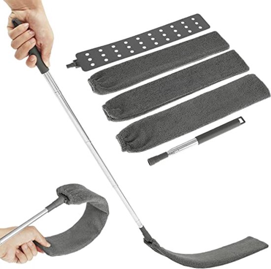 Flexibele Duster met Telescoopstang en Microvezel Spleet - Ideaal voor Stofreiniging van Bank, Bed, Meubels en Moeilijk Bereikbare Hoeken van Merkloos	