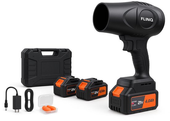 FlinQ Handblazer - Draadloze Bladblazer met accu - Multi inzetbaar - Borstelloze Motor - incl 2 accu's & oorbeschermers van Merkloos	