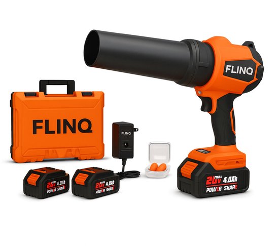 FlinQ Handblazer Premium - Draadloze Bladblazer met accu - Multi inzetbaar - Borselloze Motor - incl 2 accu's & oorbeschermers van Merkloos	