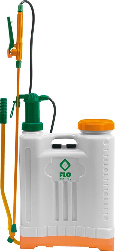 FLO 89526 - Rugdrukspuit - 15L - Druksproeier - Hoogwaardige Kunststof - Verstelbare Lels