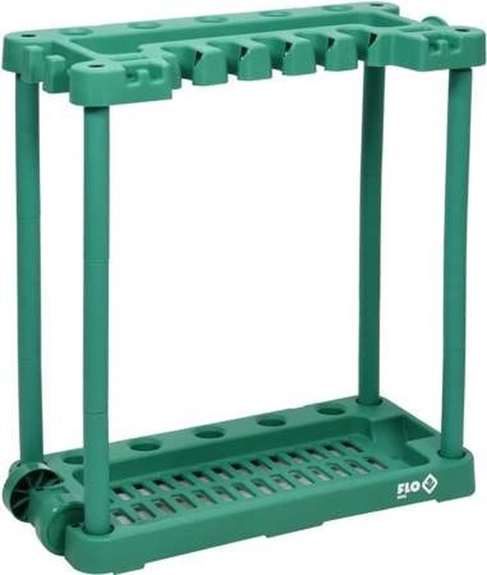 FLO Tuingereedschapsrek - 84 x 74 x 35 cm - Kunststof - Groen - Max. 45 kg van Merkloos	