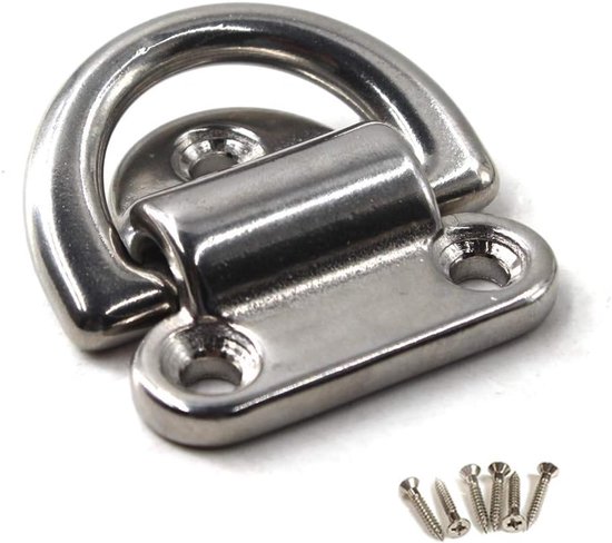 Flomore 316 stainless steel cover fittings, eye plate with D-ring, comes with screws van Merkloos	
