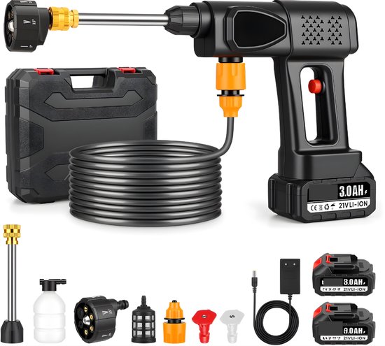 Florixa® Hogedrukreiniger - Hogedrukreiniger Accu - Terrasreiniger - Hogedrukreiniger op Accu - Zwart - 46cm x 8cm x 26cm van Merkloos	