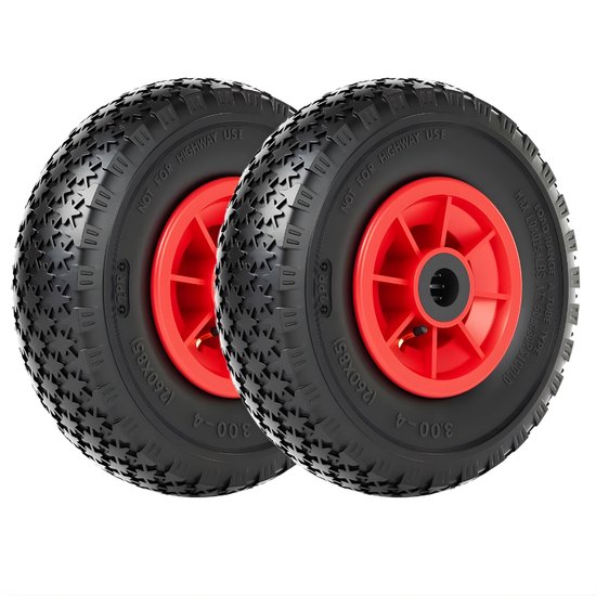 Florixa® Kruiwagenwiel - Kruiwagenwiel Anti Lek - Kruiwagens - Zwart/Rood - 30cm x 30cm x 10cm; 2.08 kg van Merkloos	