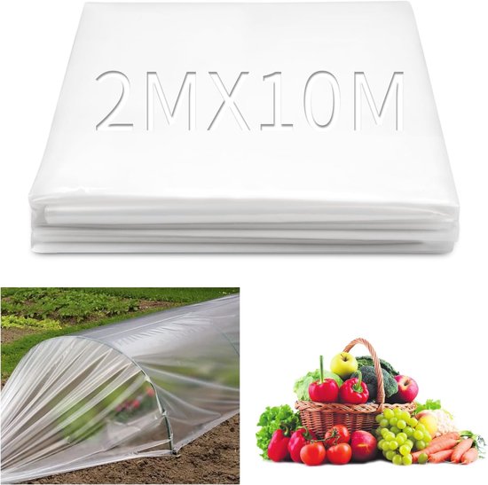 Folie voor broeikas - transparant - 2 x 10 m - broeikasfolie - polyethyleenfolie - extra dik - broeikaszeil - scheurvast - folie voor folietunnel - afdekfolie - tomatenkas - groenten - planten van Merkloos	