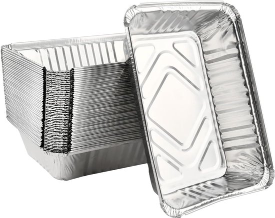 Foliebakken voor het bakken - 1000ml - 50 STKS - Aluminiumfolie - Voedsel Containers - Folie Voedsel Trays - Opslag - Tin Folie Trays - Air Fryer - Folie Taart Trays - Keukenaccessoires van Merkloos	