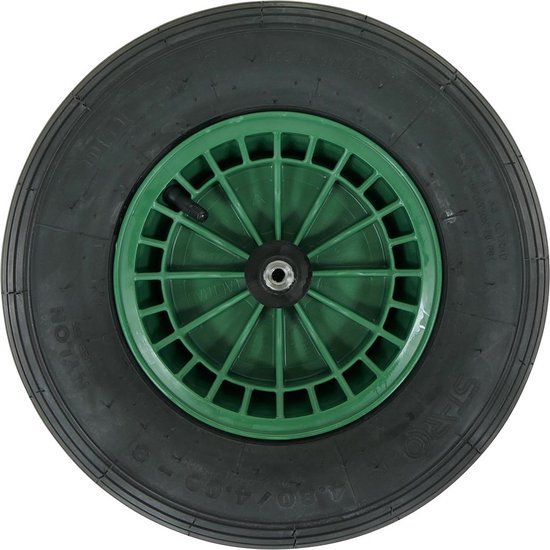 FORT 2PLy kruiwagenwiel 400x100mm, kunststof velg, kleur groen, luchtband van Fort