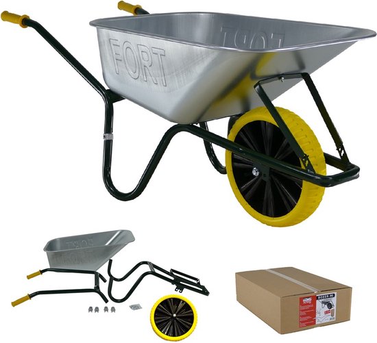 FORT BOXER-90 v2.0 FL- Flex Lite anti-lekwiel - 90L - gedemonteerde kruiwagen in doos van Fort