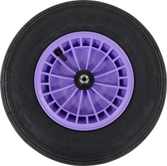 FORT Kruiwagenwiel 400x100mm met 2PLy luchtband, kunststof velg Lavendel, aslengte 130 mm en Ø 20mm van Fort