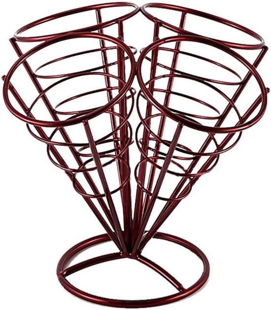 Frites-houder - ijzeren kegel - voor het presenteren van levensmiddelen - met 4 gaten - voor bruiloften - verjaardagsfeesten - vakantie - catering accessoires van com-four