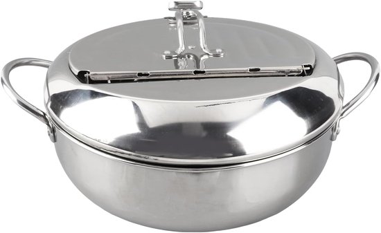 Friteuse Pot - RVS Koekenpan - Japanse Stijl - Koekenpan Thermometer - Pot voor Thuis Keuken - Restaurants - Groot Formaat 24cm van Merkloos	