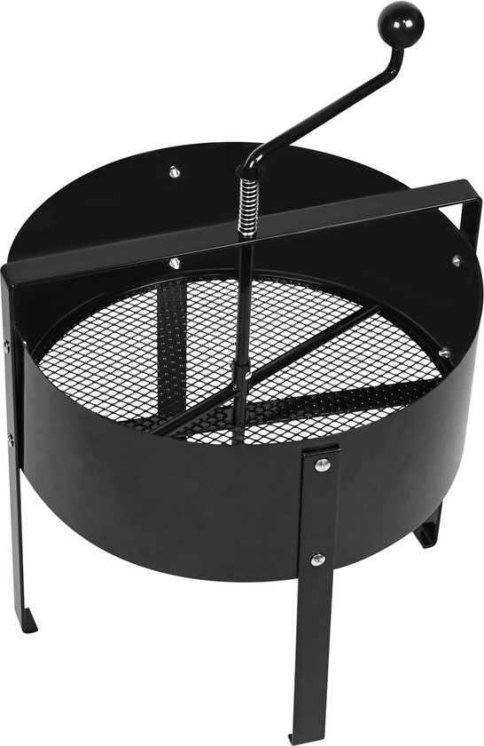 Froadp Draaibare Tuinsif Ø 40 x 56 cm, Handmatige Compostzeef met Handkurk, Bodemzeef voor Aarde, Grind en Compost, Inclusief Rooster, Handvat en Vangbak van Merkloos	