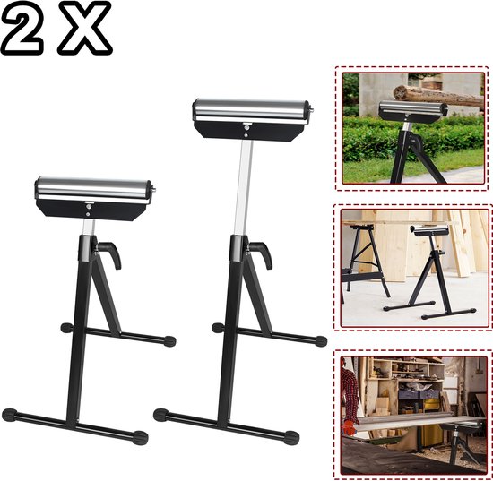 Froadp Rolbokken 2 Stuks Hoogte Verstelbare Rollenstanders 68-107 cm Vouwbare Staal Werkblokken met Antirutsch Voeten Draagvermogen tot 60 kg van Froadp