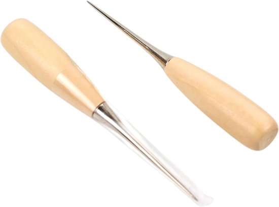 Front Plugs met Houten Handgreep - Naaipennen - Hout - Gereedschap voor Leerbewerking - DIY Tools - Professionele Naaipennen - Leer Naaikit (2 PCS) van Blazee