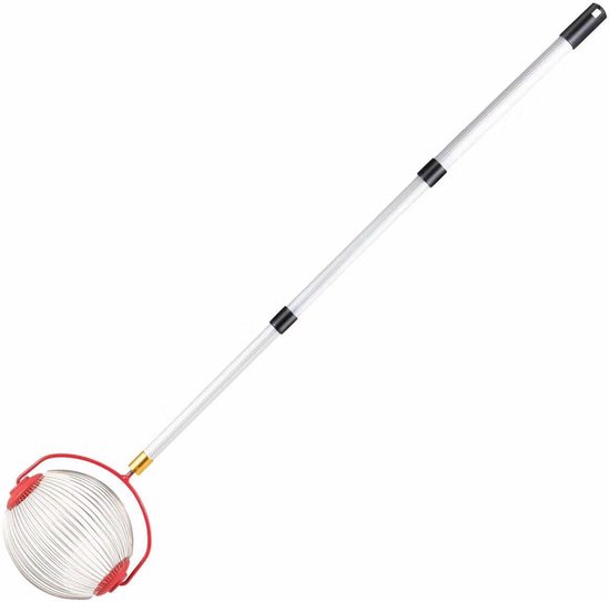 Fruit Plukker met Opvangmand - 23 cm Rollende Oogstmachine - Noten en Kastanje Verzamelaar - Telescopische Steel 48-104 cm - Geschikt voor 2-5 cm Bollen - Tuinplukker 835 Gram van Merkloos	