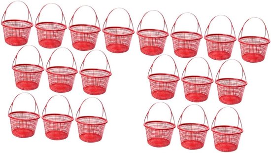 Fruit Plukmand - Tuinmand Snackmand - Oogsten en bewaren - Met handvat - 20 stuks - Rood