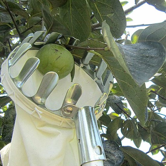 Fruitplukgereedschap, fruitplukkers, metalen tuinplukkers met opvangzak voor het oogsten van appels, citrusvruchten, peren, perziken, tuingereedschap