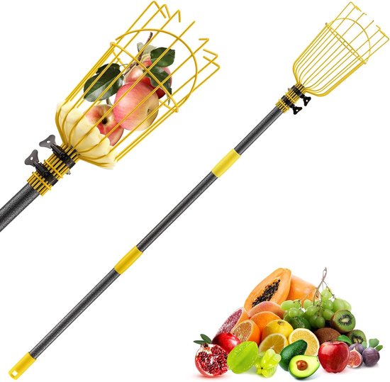 Fruitplukker, 160 cm lang, krachtig fruitplukker-gereedschap met fruitmand, verstelbare splitsingsverlenging, fruitplukker, fruitplukker, grijper van GARTENDEK.