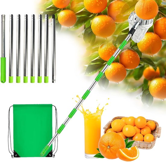 Fruitplukker - Appelplukker - Fruitplukker Met 8 Delen - Telescopisch Plukgereedschap Voor Fruit - Met Opbergtas