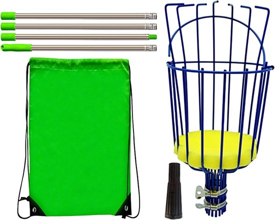 Fruitplukker met mand - Boomplukker instelbaar - Fruit oogsten - Roestvrijstalen steel - Tot 4 meter - Oranje
