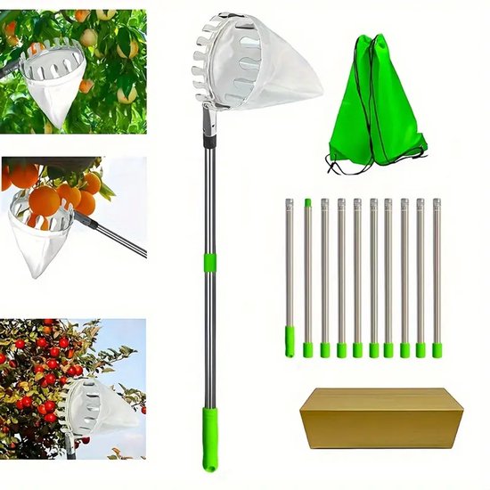 Fruitplukker Met Steel - 240CM - Verstelbare Steel - Appel Plukker - Fruit Plukker - Appelplukker - Voor Peren - Voor Perziken - Voor Appels - Voor Pruimen - Voor Abrikozen van TalenTools