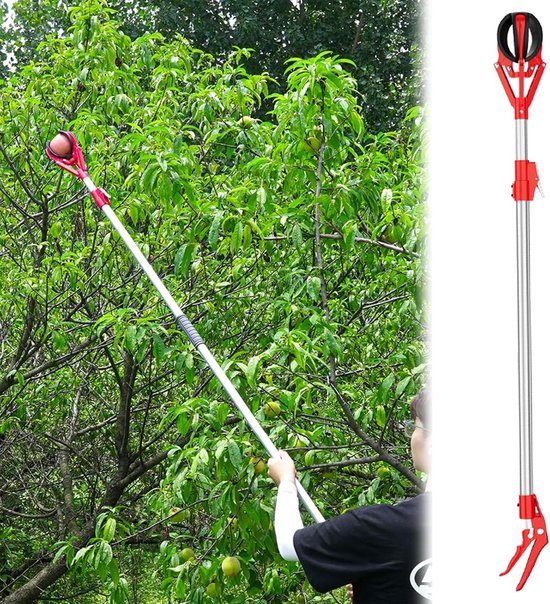 Fruitplukker Telescoopsteel - Fruitgrijper Bessenplukker - Fruit Oogsten - Lichtgewicht Aluminium - Tot 3 Meter - Zilver