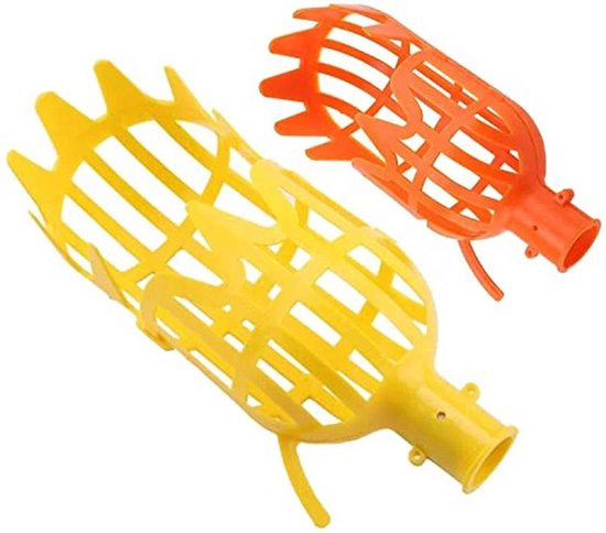 Fruitplukker voor huis, boomgaard en tuin - werkbesparend gereedschap in geel en oranje van Merkloos	