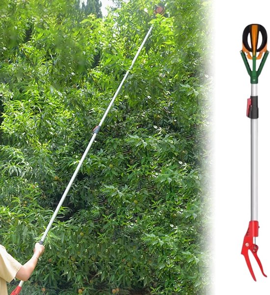 Fruitplukstok - Telescopische plukker - Fruit oogsten - Zacht rubberen grijper - 1-1.5 meter - Universeel