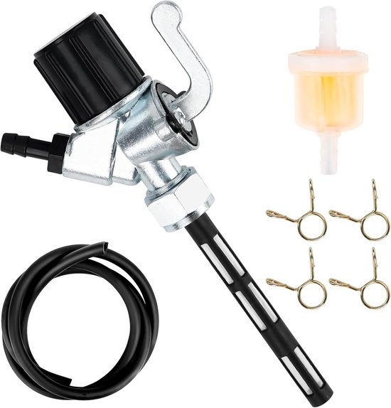 Fuel Tap Fuel Hose Kit 1 m Diameter 5 mm Fuel Line + 1 Pack 6 mm Fuel Filter + 4 Pieces Hose Clamps Fuel Hose for Simson S50 S51 S53 S70 S83 SR1 SR2 MZ ES van Merkloos	