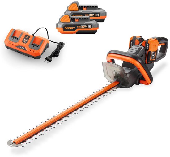 FUXTEC 20V accu grastrimmer E1RT20PROSET | Elektrische bosmaaier en draaibare kantensnijder | 28 cm snijbreedte | Telescopische steel en dubbele handgreep