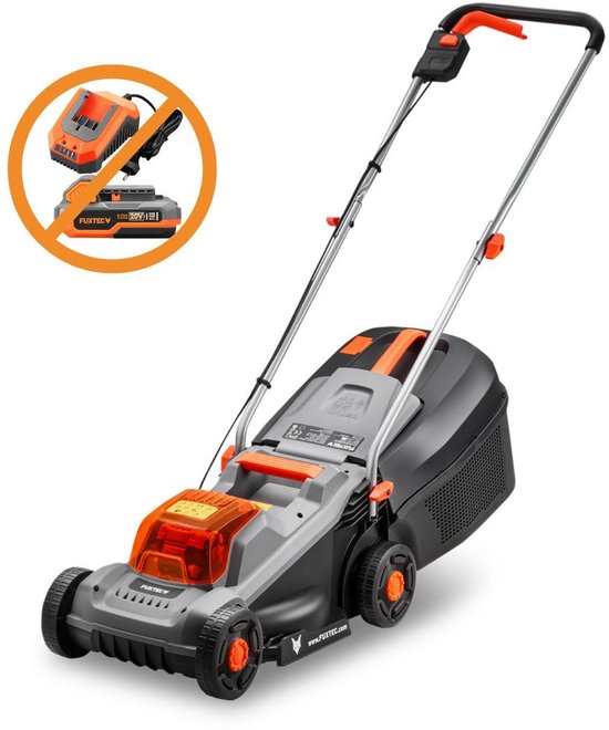 FUXTEC 20V grasmaaier accu, maaier voor kleine tot middelgrote tuinen, grasopvangbak van 30 liter, maaibreedte 30 cm, geluidsarm/licht FX-E1RM20ECO van Merkloos	