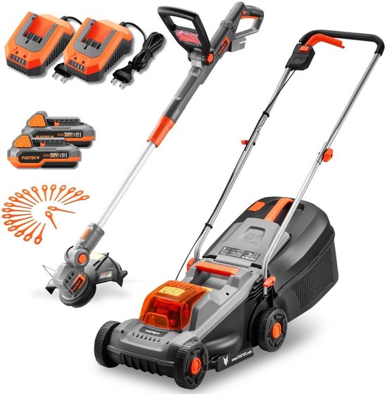 FUXTEC 20V oplaadbare tuinset FX-E1RM20ECO-SET & FX-E1RT20-SET | oplaadbare grasmaaier en grastrimmer | verwisselbare accu | 30 cm maaier